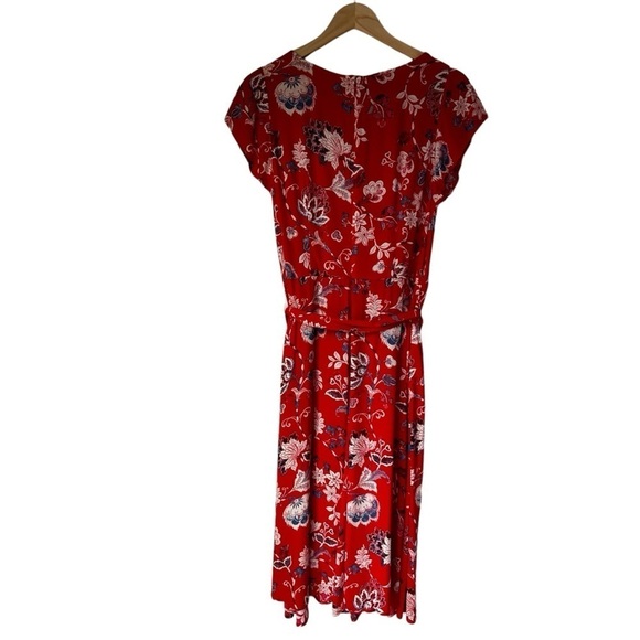 Talbots Red Floral Short Sleeve Dress, Friends Style, 8 - Picture 6 of 10